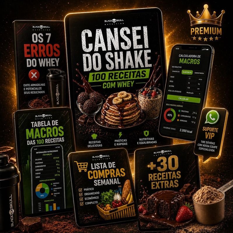 Plano Premium — Tudo do Completo + Calculadora de Macros + 30 receitas extras + Suporte VIP