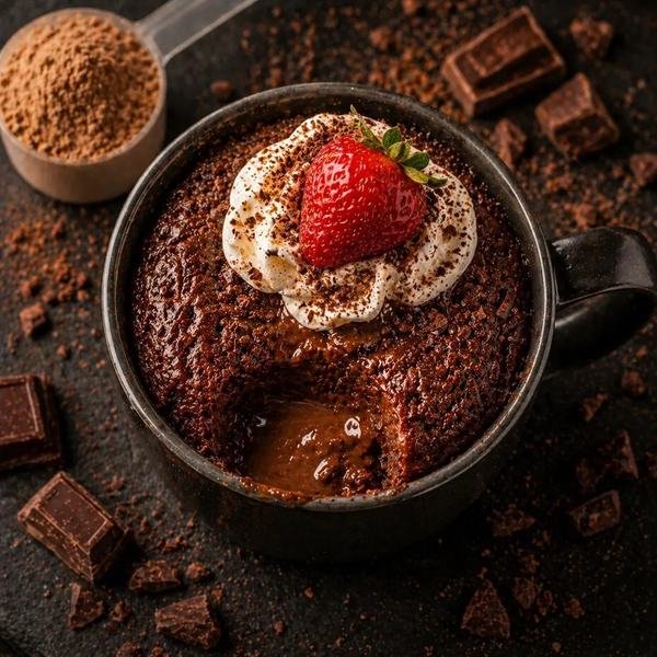 Bolo de caneca proteico de chocolate — receita do Cansei do Shake